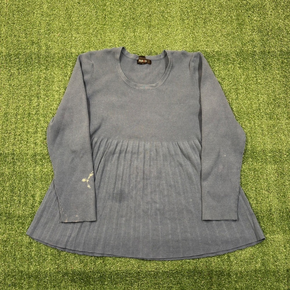 Y2K Style & Co. Ribbed Babydoll Sweater Top Blue XL